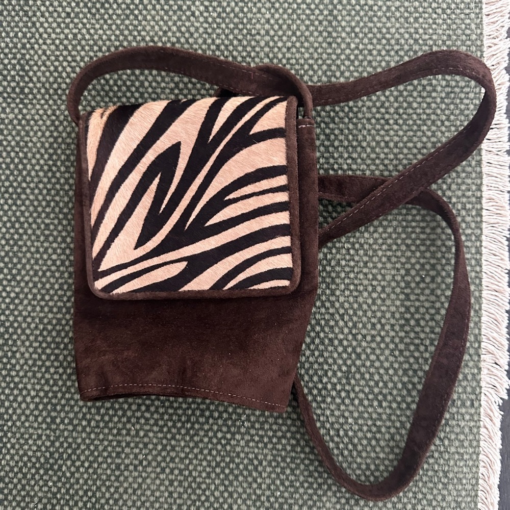 Chic Brown Crossbody with Zebra Accent
